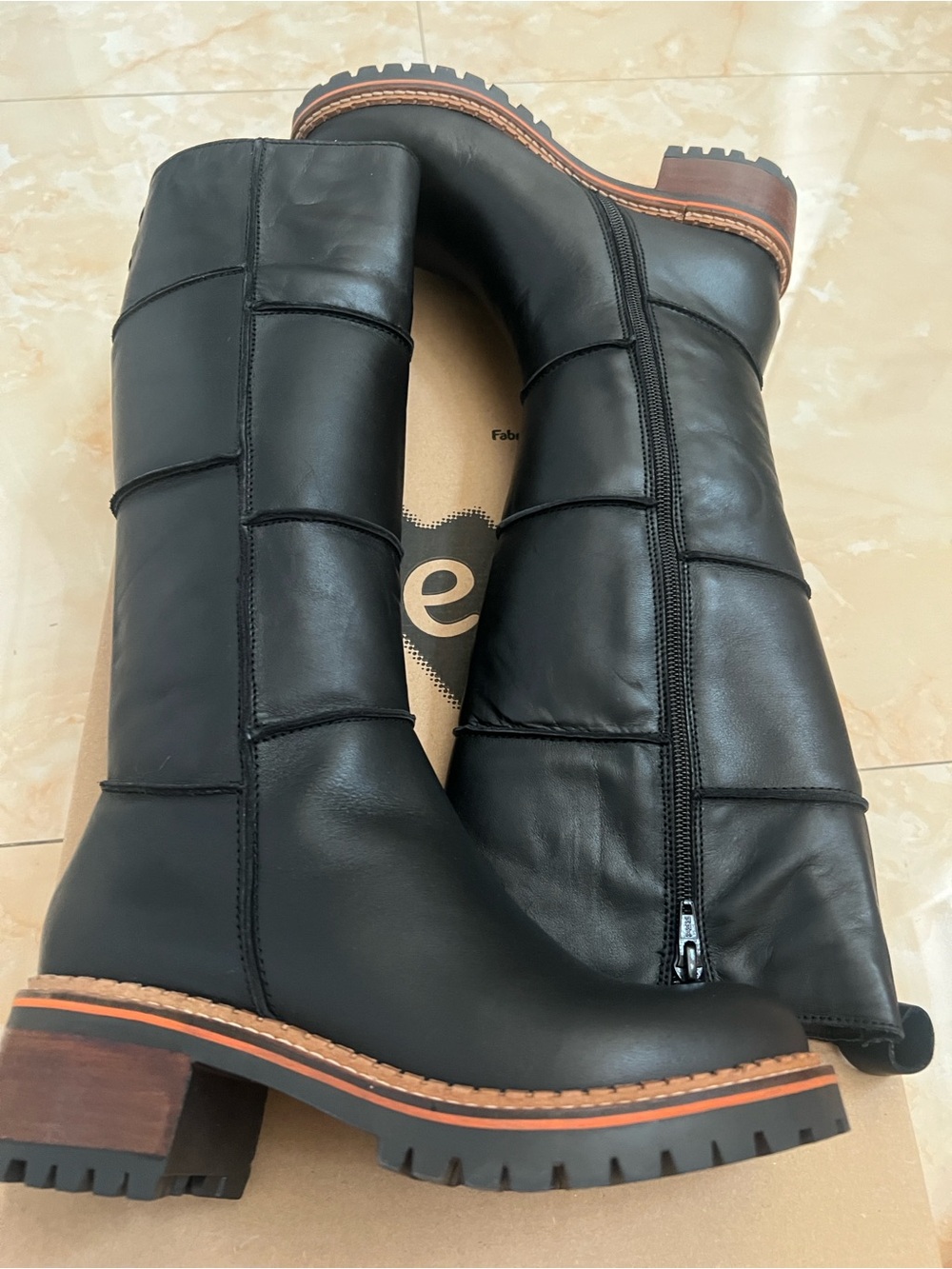 Women’s Black Leather Mid-Calf Zip Boots